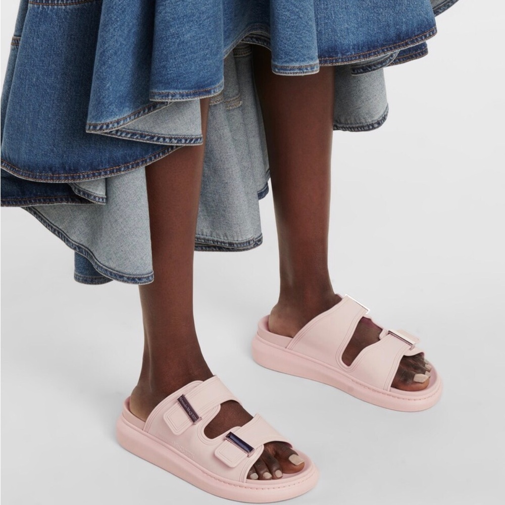 Alexander McQueen Buckle Slide Sandals Pink/Silver Size-US 9&11/EUR 39&41 NIB - Picture 7 of 10